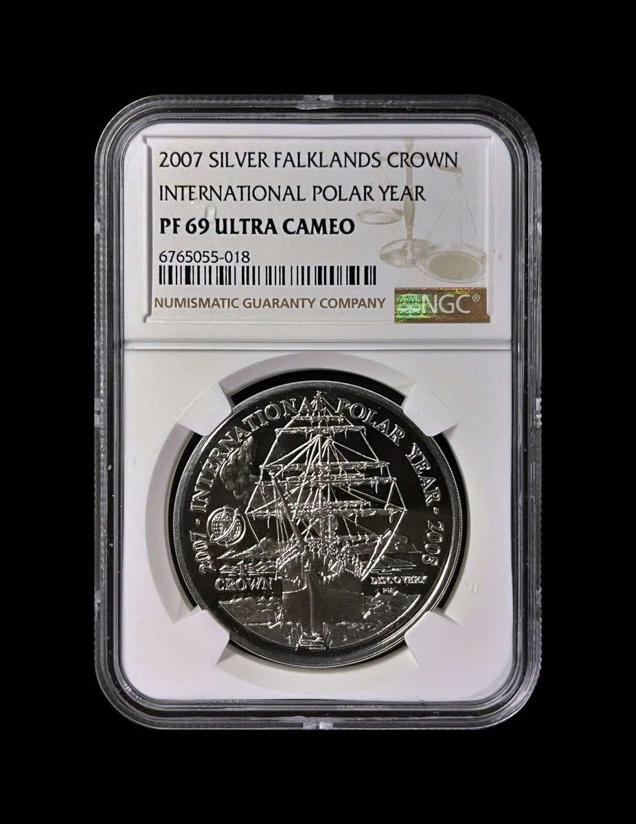 FALKLAND ISLANDS. 2007, Crown, Silver - NGC PF69 - Top Pop 🥇 Int