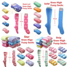 4-12 Pairs Women Girl Winter Socks Cozy Fuzzy Slipper Long Fleece Knee High Lot