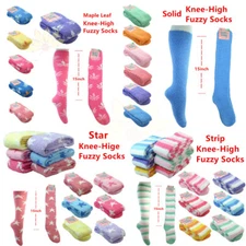 4-12 Pairs Women Girl Winter Socks Cozy Fuzzy Slipper Long Fleece Knee High Lot