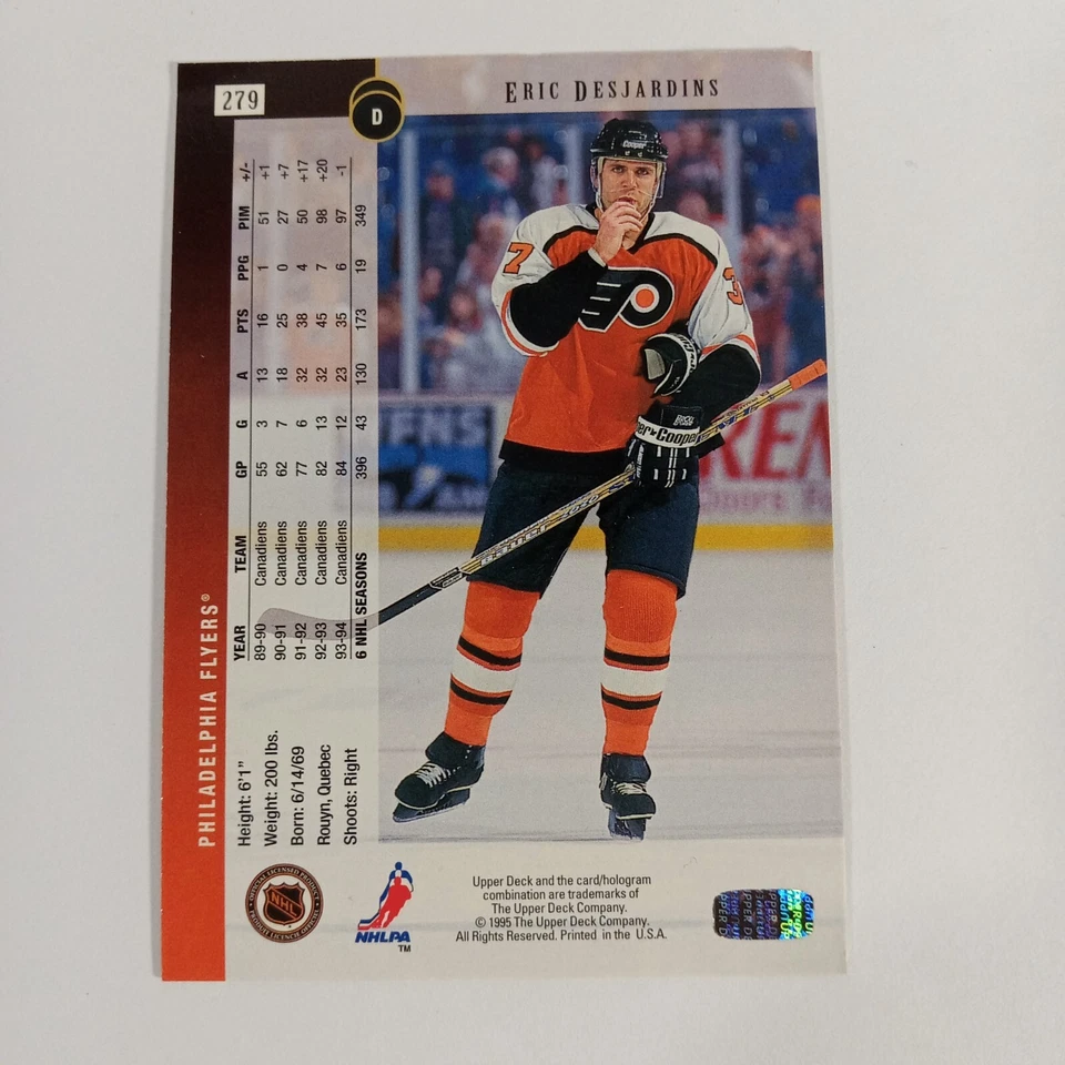 1994-95 Upper Deck Eric Desjardins #279 Philadelphia Flyers - Image 2 of 2