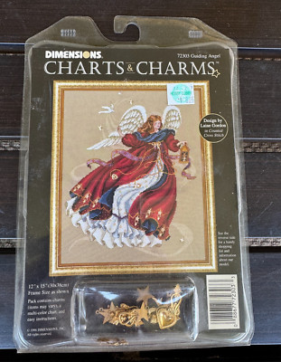 NEW NOS Dimensions 72303 Guiding Angel Charts & Charms Christmas 12 x 15''  1996