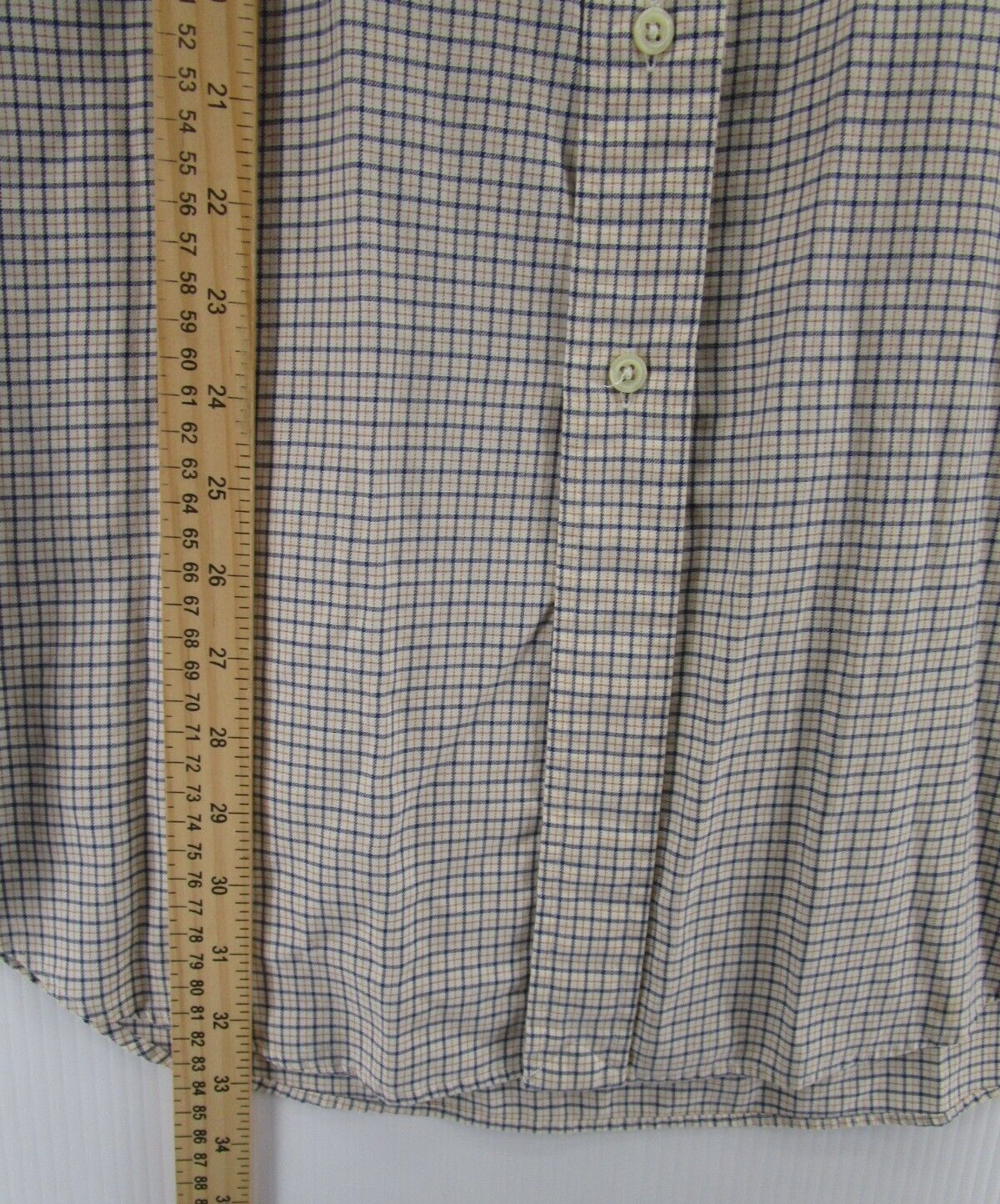 VINTAGE Ralph Lauren camicia uomo 16 1 2 giallo blu Yarmouth bottoni plaid pony