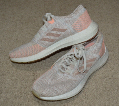 WOMEN'S ADIDAS PURE BOOST BEIGE/PINK RUNNING SHOES -SZ 9.0M- EXCELLENT!!!