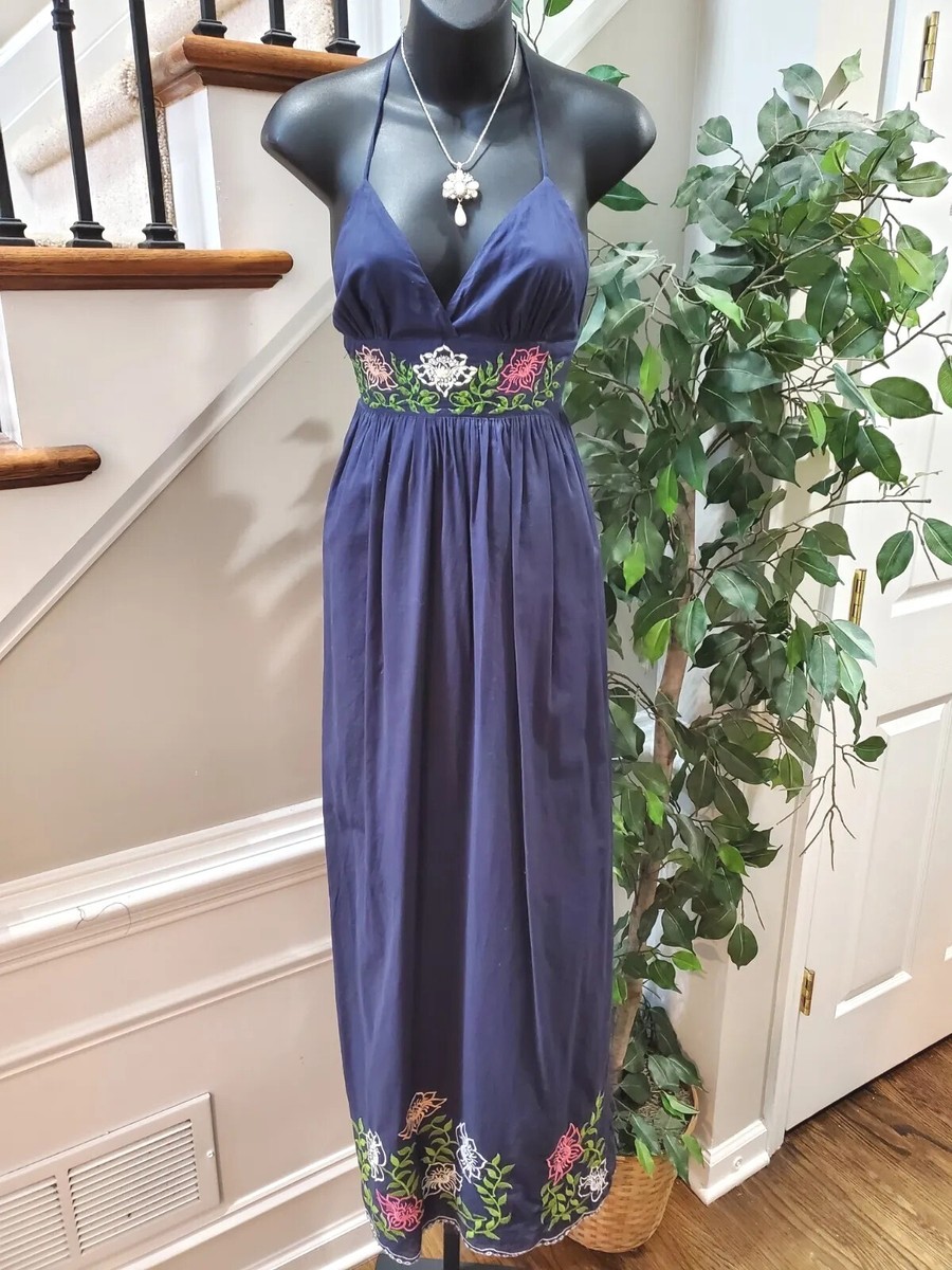 Miss Me Women's Blue Polyester Halter Neck Sleeveless Long Maxi Dress Size  Small | eBay