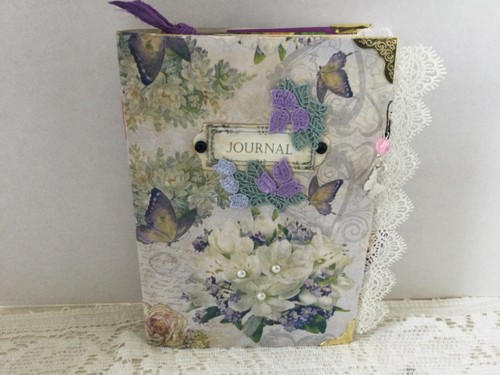 Handmade junk journal purple butterfly
