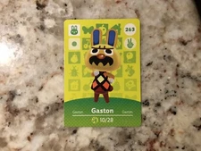 GASTON 263 Animal Crossing Amiibo Authentic Nintendo Mint Card From Series 3