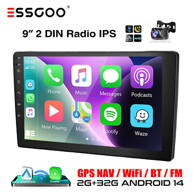 9 Inch Android 14 Auto Carplay Stereo Radio 2+32GB GPS Navigation Bluetooth WiFi