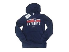 NEW ENGLAND PATRIOTS NIKE HOODED SWEATSHIRT HOODIE YOUTH M L XL NWT COTTON BLEND