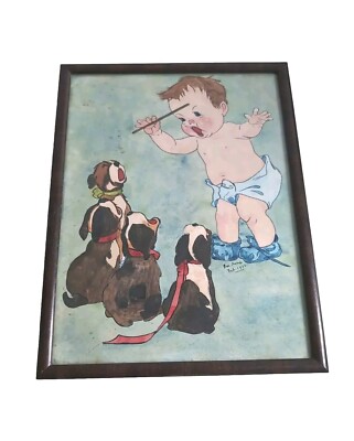 Vintage Art Deco 1930s Watercolor Painting after Charles Twelvetree(by Bee Kemp)