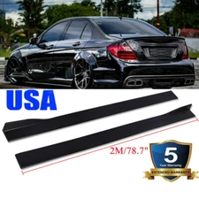 For Benz W204 W205 C300 78.7" Gloss Black Side Skirt Extension Rocker Panel Lip
