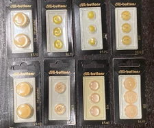 Dill-Buttons Yellow Peach Plastic Metal 8 Packs 21 Buttons Lot