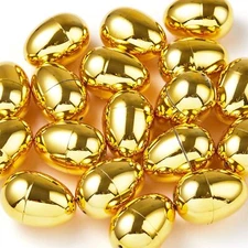 JOYIN 18Pcs Gold Easter Eggs, 2.3" Metallic Plastic Empty Eggs Fillable for