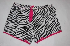 Womens Sleep Shorts BLACK WHITE ZEBRA PRINT Pink Trim L 12-14 PLUS SIZE 1X 2X 