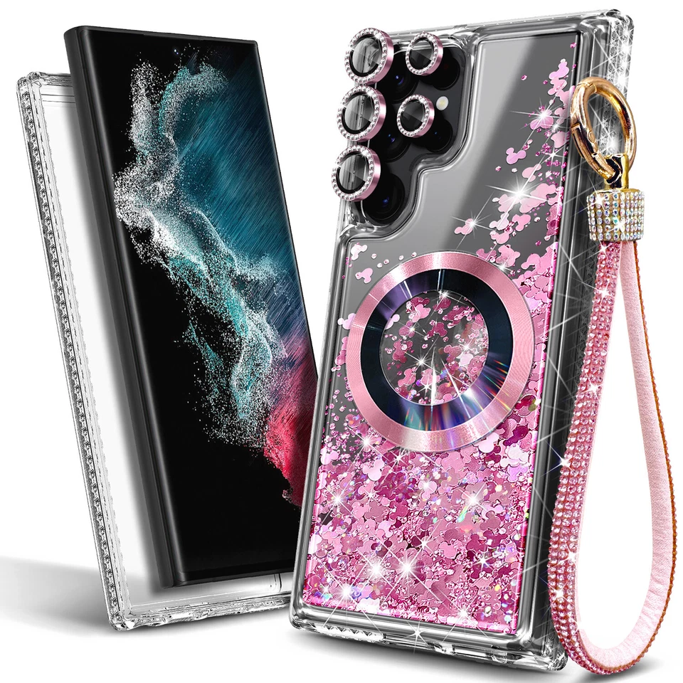 Funda MagSafe ULTRA Líquido Brillo MagSafe Para Samsung Galaxy S22/S22+ Plus/S22 Landyard Foto 2 de 4