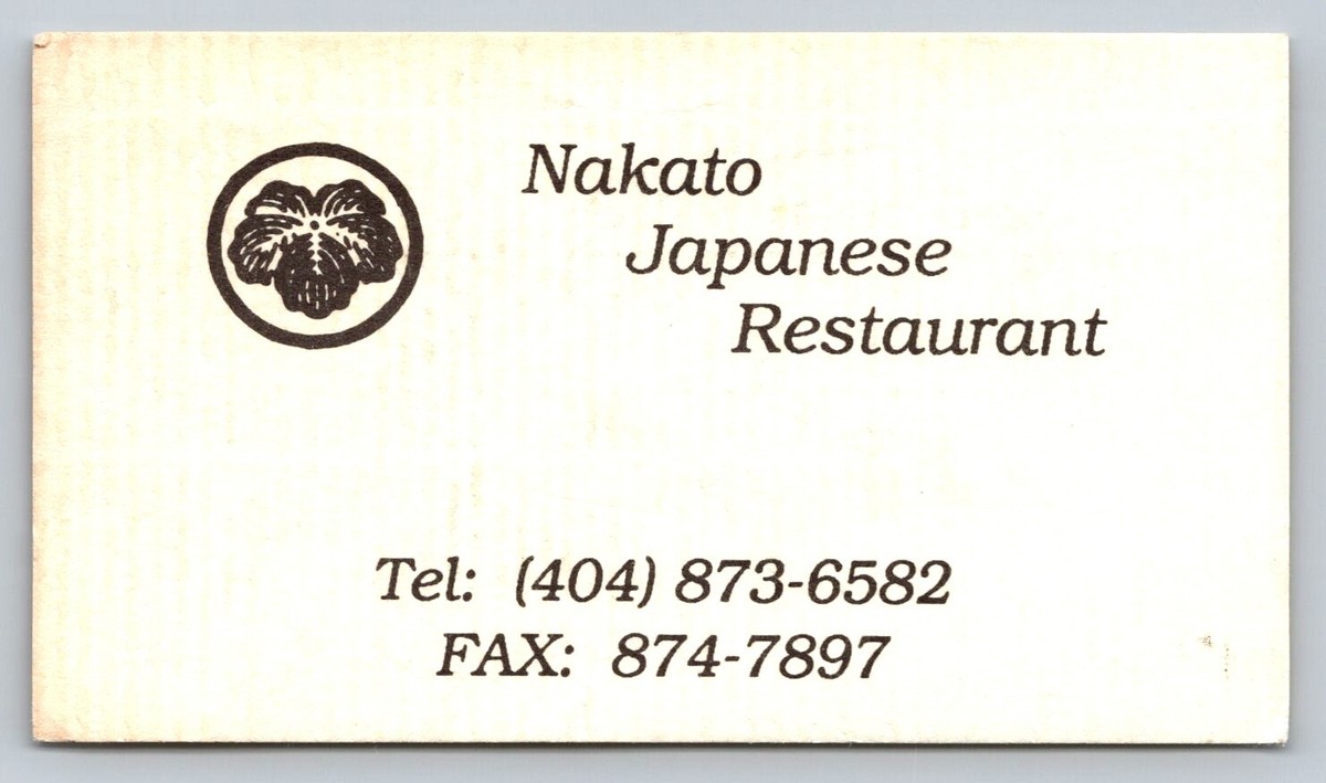 Vintage Business Card Nakato Japanese Restaurant Atlanta Georgia