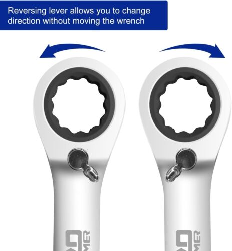 Stubby Reversible Ratcheting Wrench Set 10Piece 819Mm Metric 72Teeth Box End - Picture 3 of 7