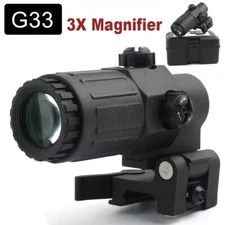 3X G33 Magnifier Quick Detachable w/Switch to Side Mount Red Dot Sight Tactical