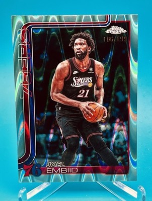 Joel Embiid 2025/26 Topps Chrome Update Basketball Aqua Raywave Refractor /199