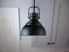 Home Decorators Shelston 10 in. 1-Light Black Farmhouse Pendant Light