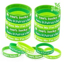 UMEELR St. Patrick's Day Shamrock Bangle Bracelets Green Irish Rubber