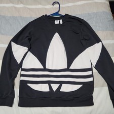 Youth Adidas Black  White Logo pullover Sweatshirt - Youth XL 15-16