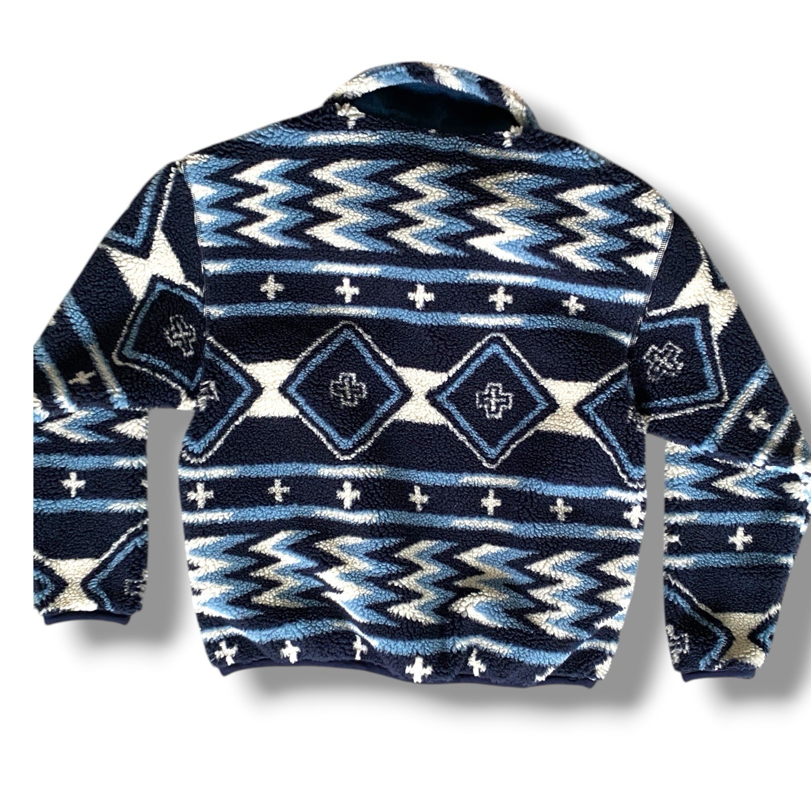 New Polo Ralph Lauren X Naiomi Glasses Navajo Print Fleece Pullover Sz M Blue image 4