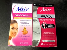 Nair Hair Remover Wax Ready Strips (40) Face Bikini + Bonus Face Cream - DEAL!
