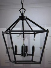 Jonathan Y Pagoda 12 in. 4-Bulb Oil Rubbed Bronze Lantern Metal LED Pendant