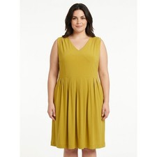 Allison Woods Pleated V-Neck Sleeveless A-Line Dress Women Plus Size 26W