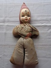 Vintage Stuffed Carnival Prize Clown Face Doll About 14"