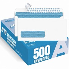 10 Single Window Mailing Envelopes Letter Size, Self Seal, 500 Count