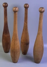 Vintage Lot of 4 Model BS  1 & 1/2 Lb Spalding Bros Juggling Pins Solid Maple