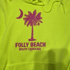Folly Beach South Carolina Sweatshirt Hoodie Men  s XL Pullover Souvenir READ
