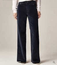 J CREW SIZE 28 Wide-leg trouser in washed velvet In Navy CP818