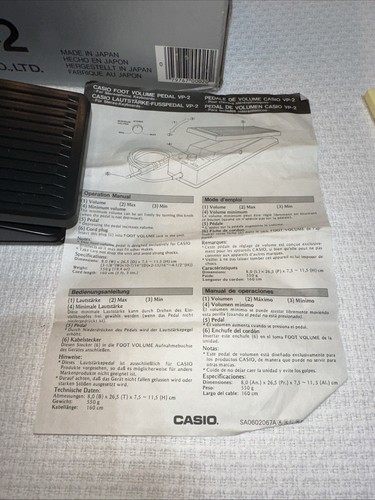 Foot Volume Pedal - Casio VP-2 For Casio Keyboards Black - NOS with Original Box - Picture 3 of 8