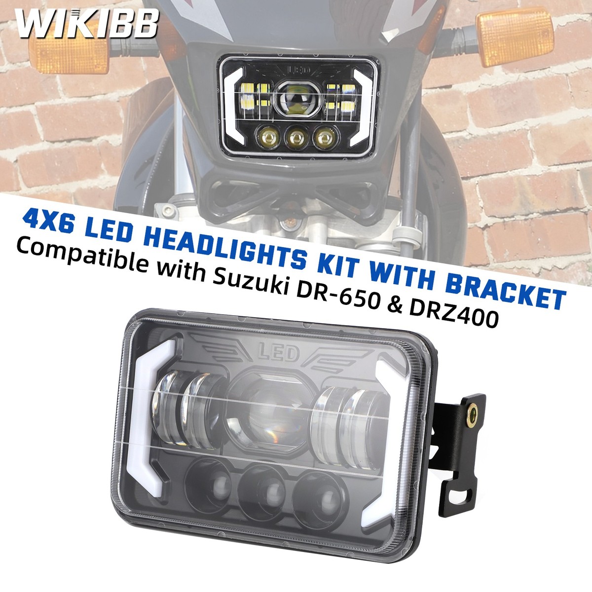 For Suzuki DRZ400 DR650 LED Headlight Light Bar Kit w Mounting