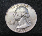 1962-D Washington Quarter 25C - 90% Silver - Denver Mint - AU Details - Residue