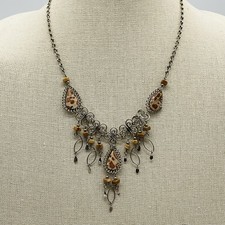 Festoon Necklace Rhyolite Gemstone Twisted Wire Intricate Artisan Boho 18 Festoon Necklace Rhyolite Gemstone Twisted Wire Intricate Artisan Boho 18