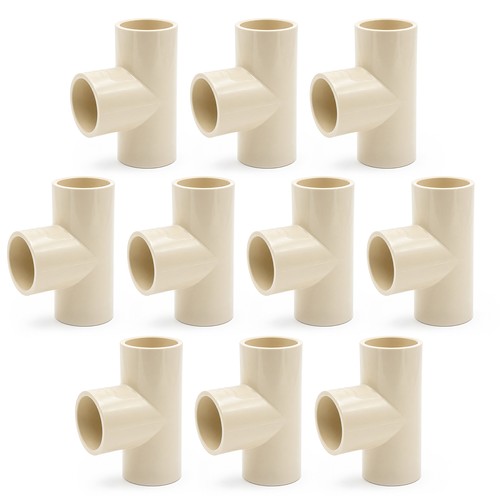 SUPPLYGIANT 10pcs CPVC Tee Socket x Socket 3 Way Pipe Fitting White