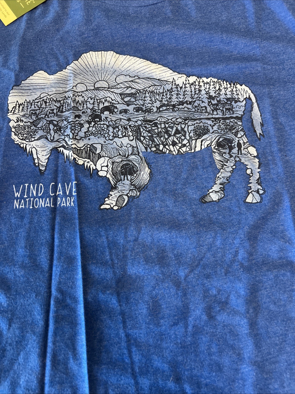 Wild Tribute Blue Buffalo Wind Cave National Park T Shirt Size Large