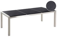 Moderner Gartentisch 220 Cm 3 Tischplatten Steingemisch Schwarz Poliert Grosseto