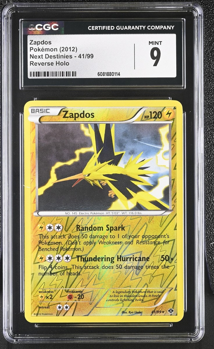 CGC 9 MINT Zapdos 2012 Next Destinies 41/99 Reverse Holo Pokemon