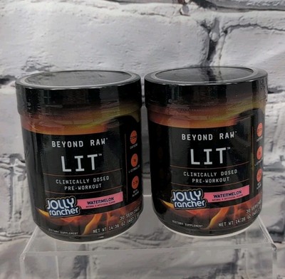 Lot Of 2 Beyond Raw LIT Pre-Workout ~ Jolly Rancher Watermelon ~ Expires 04/2027