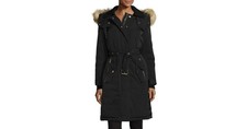 Burberry Hunnbridge Fur-Trim Puffer Parka Coat Black