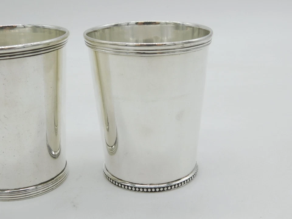 Par de vasos americanos de plata esterlina del siglo XVIII antiguos de Standish Barry Foto 4 de 4