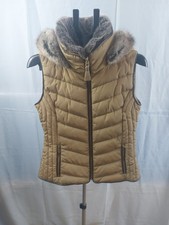 Image of Joules Ladies Khaki Green Quilt Gilet UK 12 Detachable Hood Vest Imperfections 