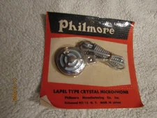 Vintage Philmore LM 100 Lapel Type Crystal Microphone Mic NOS 1950s Japan NOC