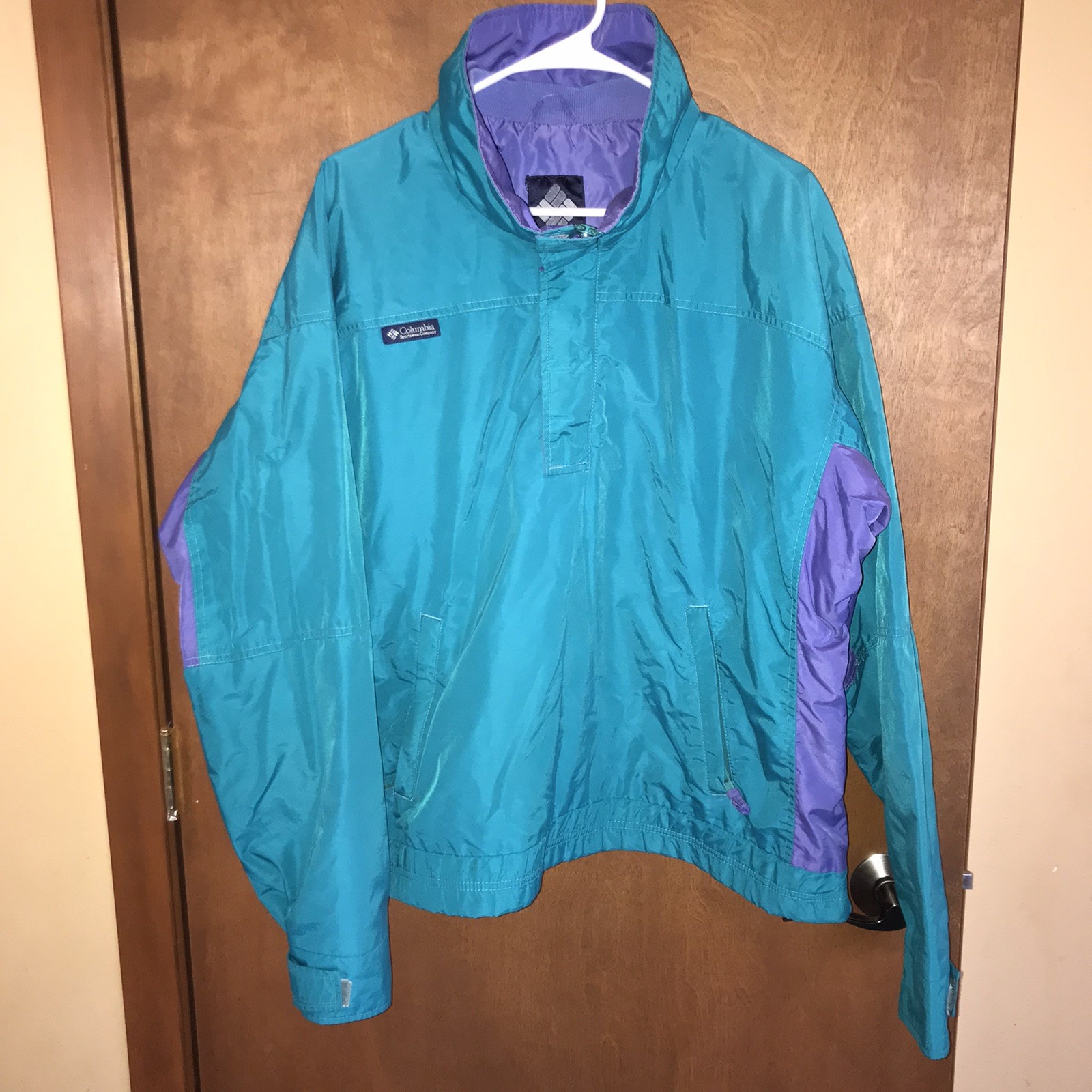 Men’s XL Vintage Columbia Sportswear Bugaboo Pullover Ski Jacket Purple Teal 90s