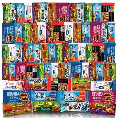 Healthy Mixed Snack Box (66 Count) Snacks Gift Basket Granola Bars Bulk Varie...