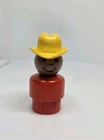 Vintage Fisher Price little people wood red AA farmer boy/cowboy yellow hat